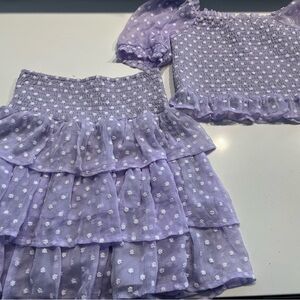 Purple Smocked Top and Skirt Set
